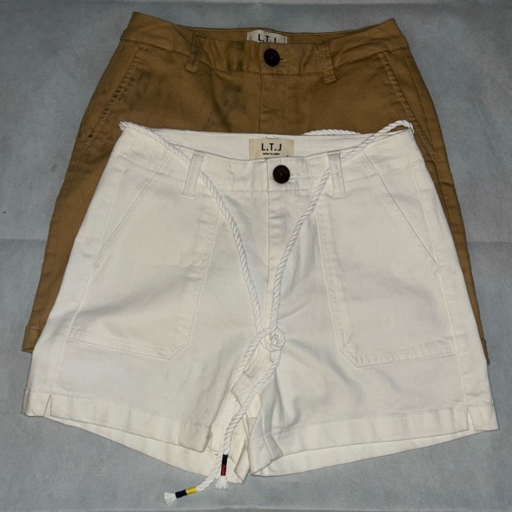 LTJ letter to Juliet 2 pairs of shorts one white one camel colored size small